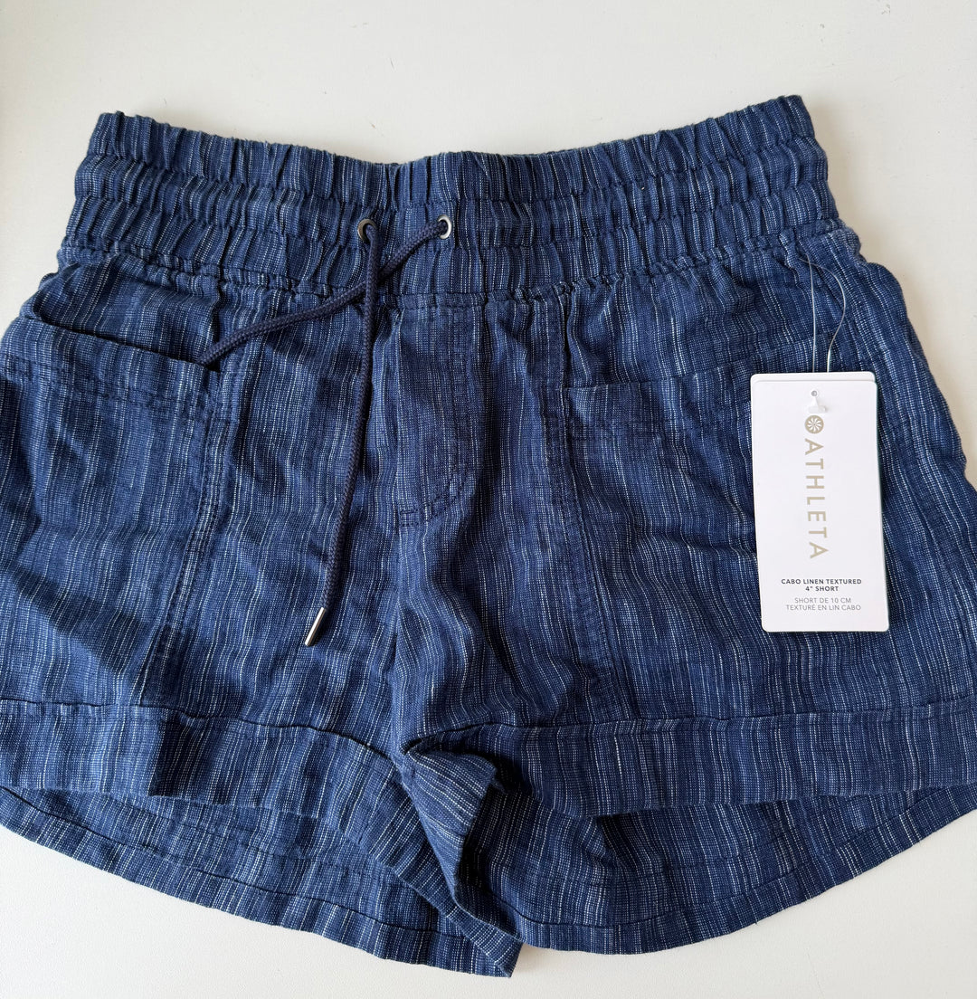 Athleta Blue Cabo Linen Shorts Size 2 NWT