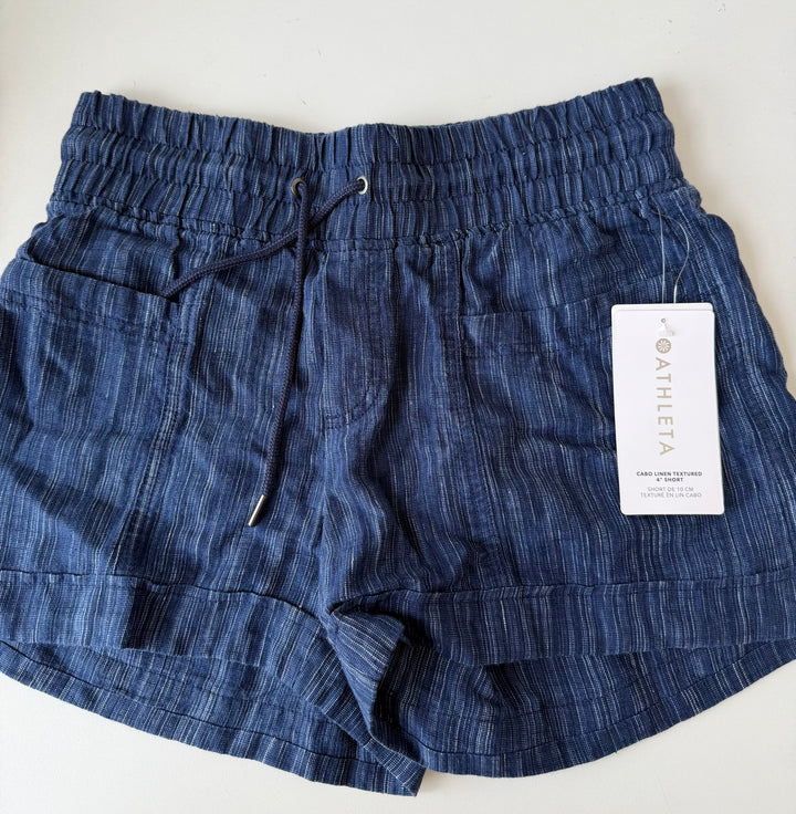 Athleta Blue Cabo Linen Shorts Size 2 NWT