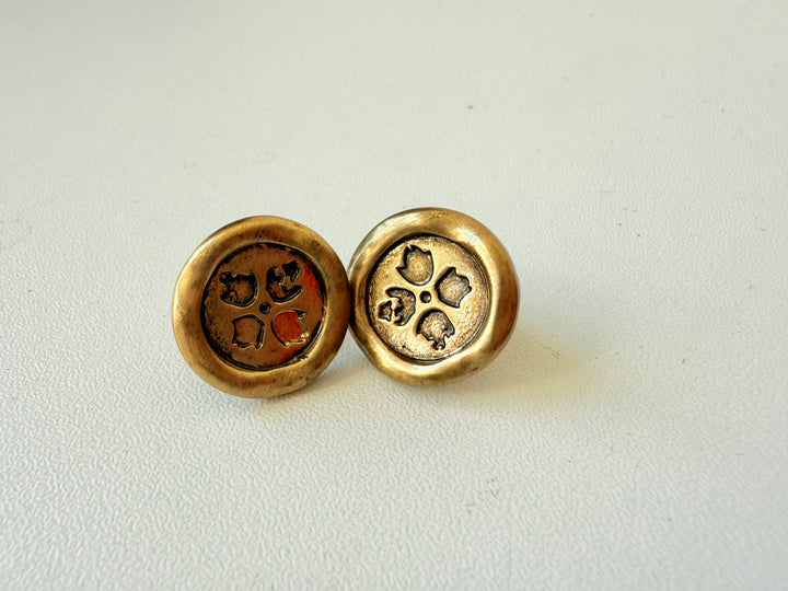 Patricia Nash Gold Button Logo Post Pierced Earrings