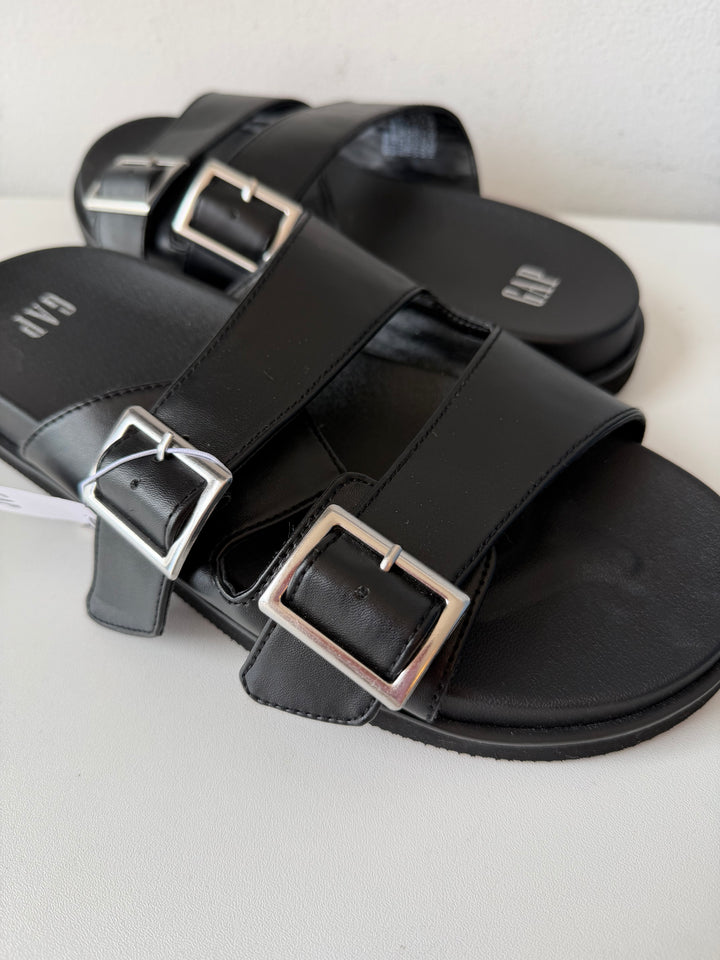 Gap Vegan Leather Double Strap Sandals in Black Size 9, NWT