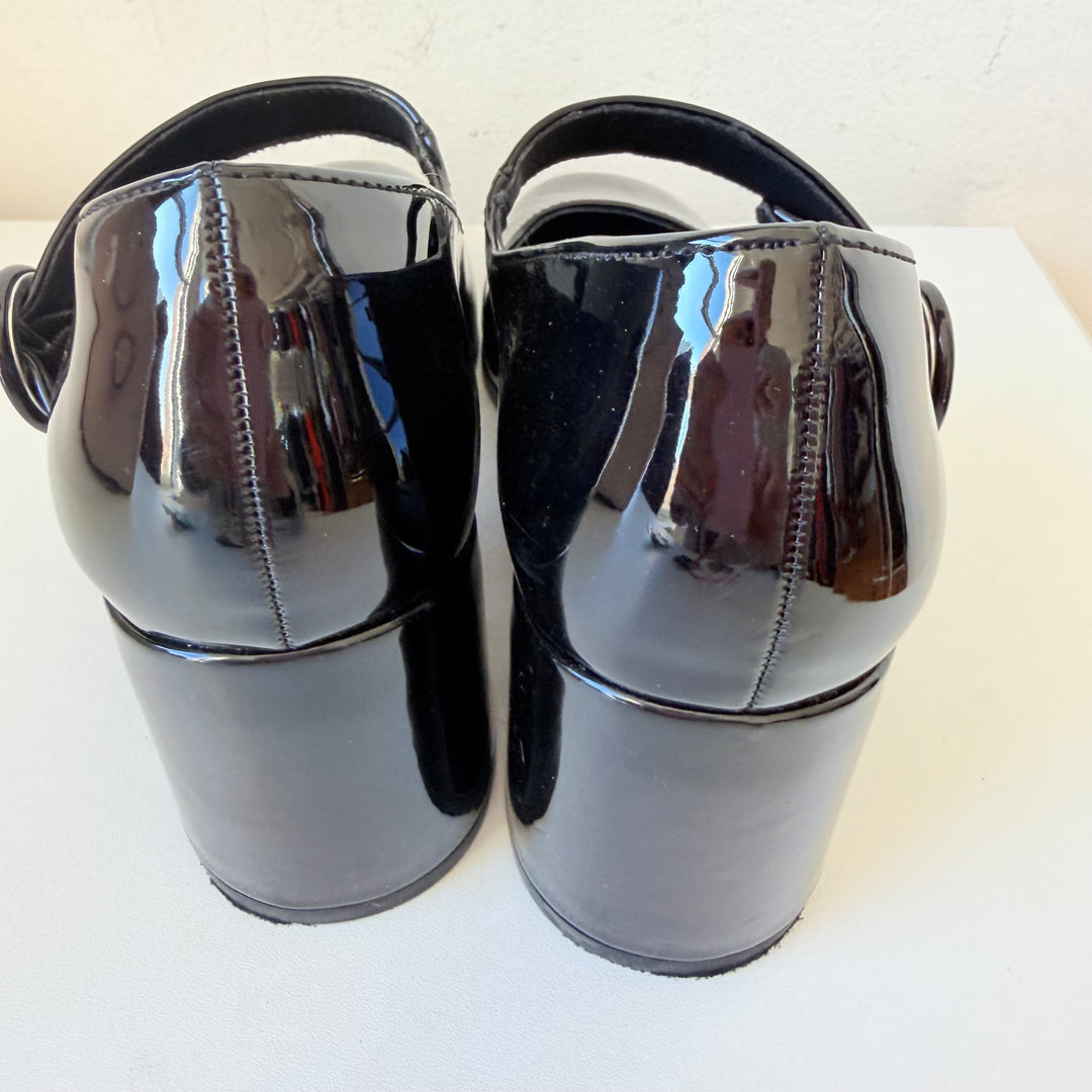 Dream Pairs Black Patent Chunky Heel Mary Jane Pumps Size 7.5