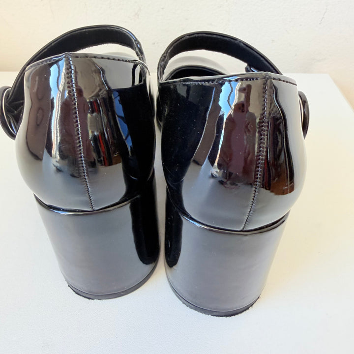 Dream Pairs Black Patent Chunky Heel Mary Jane Pumps Size 7.5
