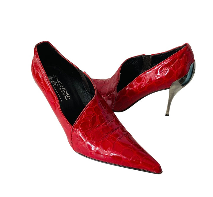Donald J Pliner Red Croc Embossed Leather Heels Size 9.5
