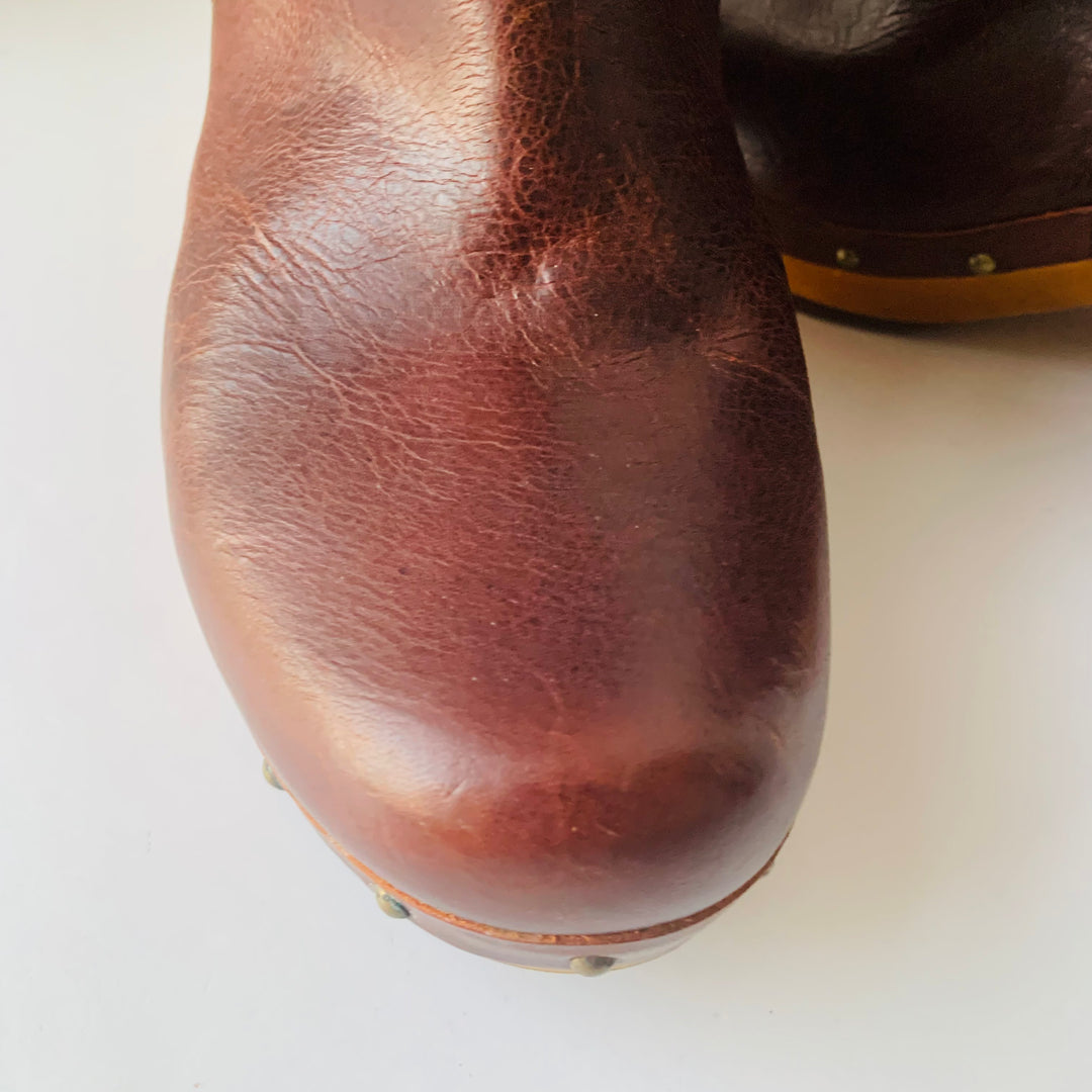 UGG Australia Lynnea Sheepskin Lined Brown Leather Boots Size 7