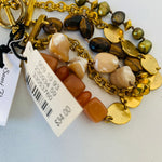 Talbots Semi Precious Stone Triple Strand Bracelet In Gold Tone