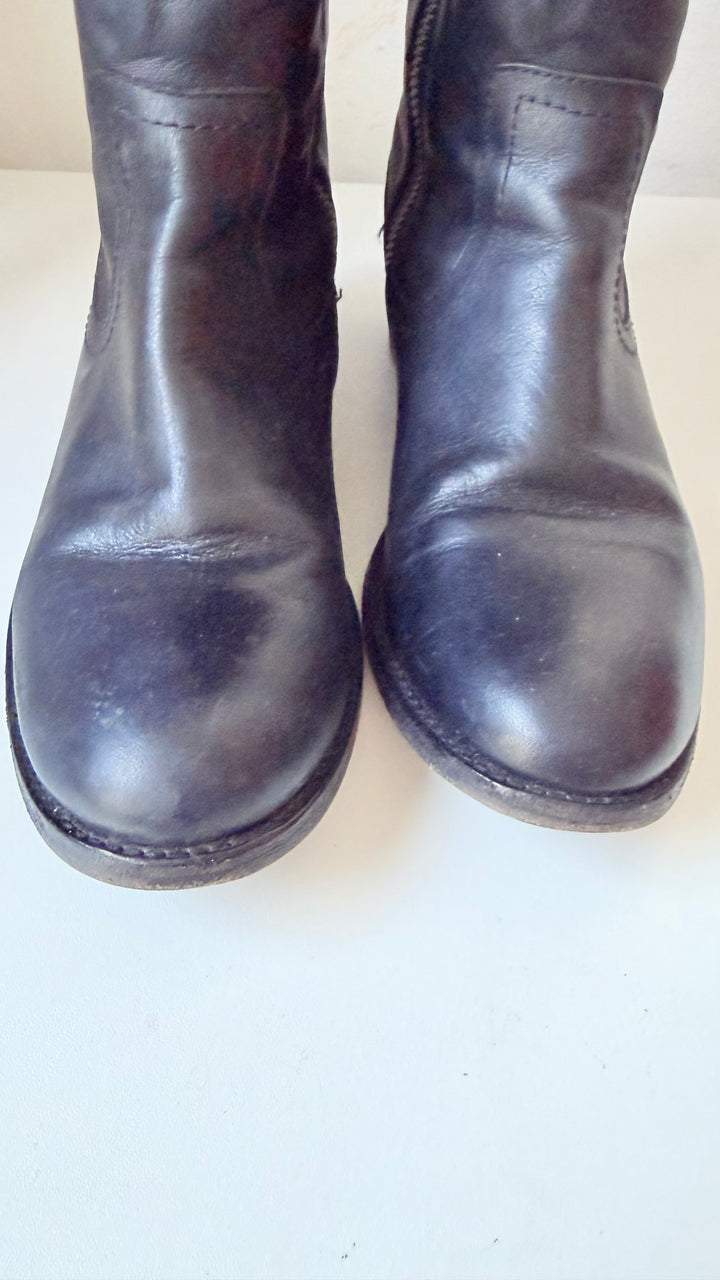 Frye Paige Tall Black Leather Riding Boots Size 6