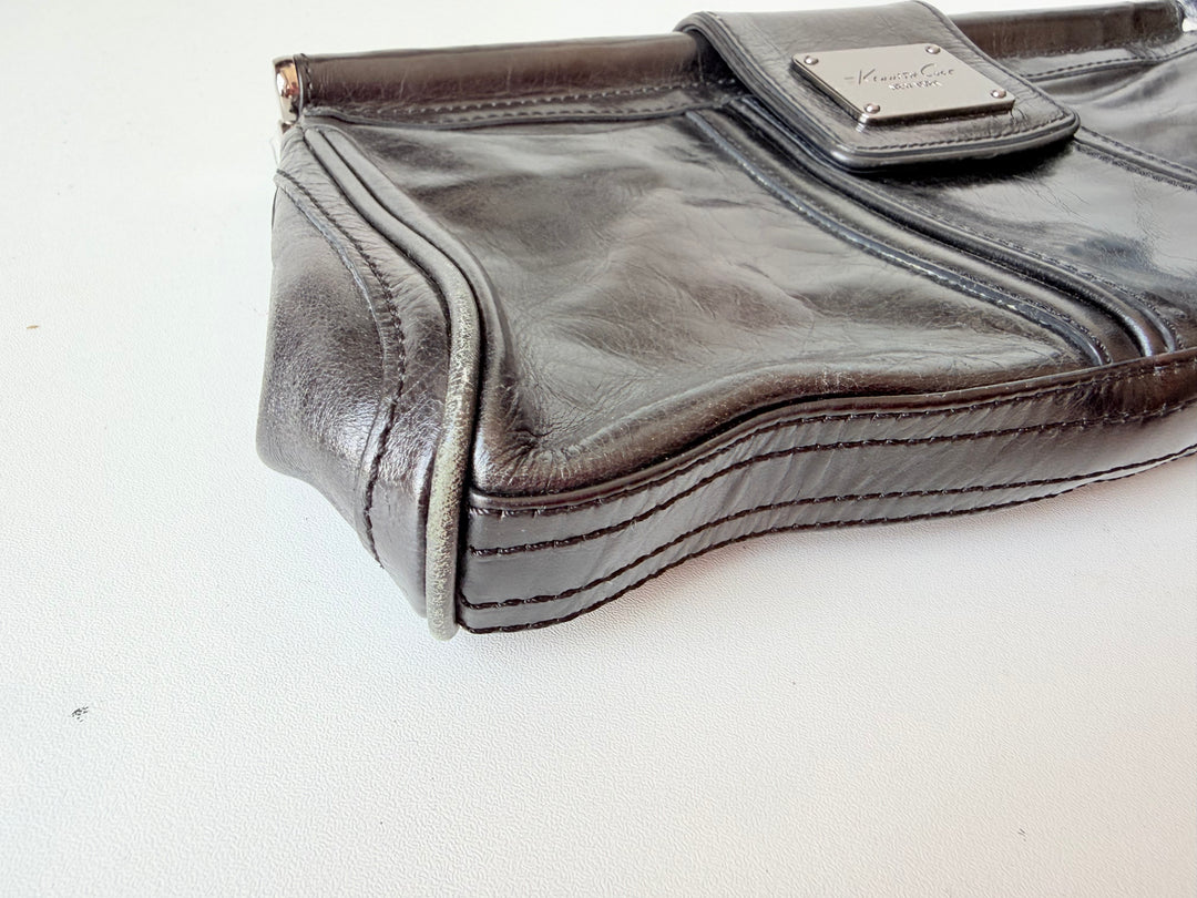 Kenneth Cole Black Shiney Leather Clutch