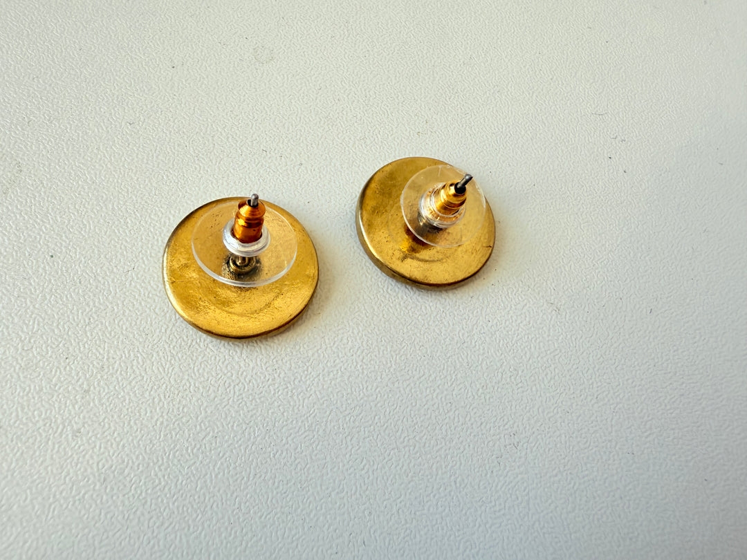 Patricia Nash Gold Button Logo Post Pierced Earrings
