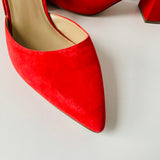 Ann Taylor Red Suede Block Heel Pumps Size 10