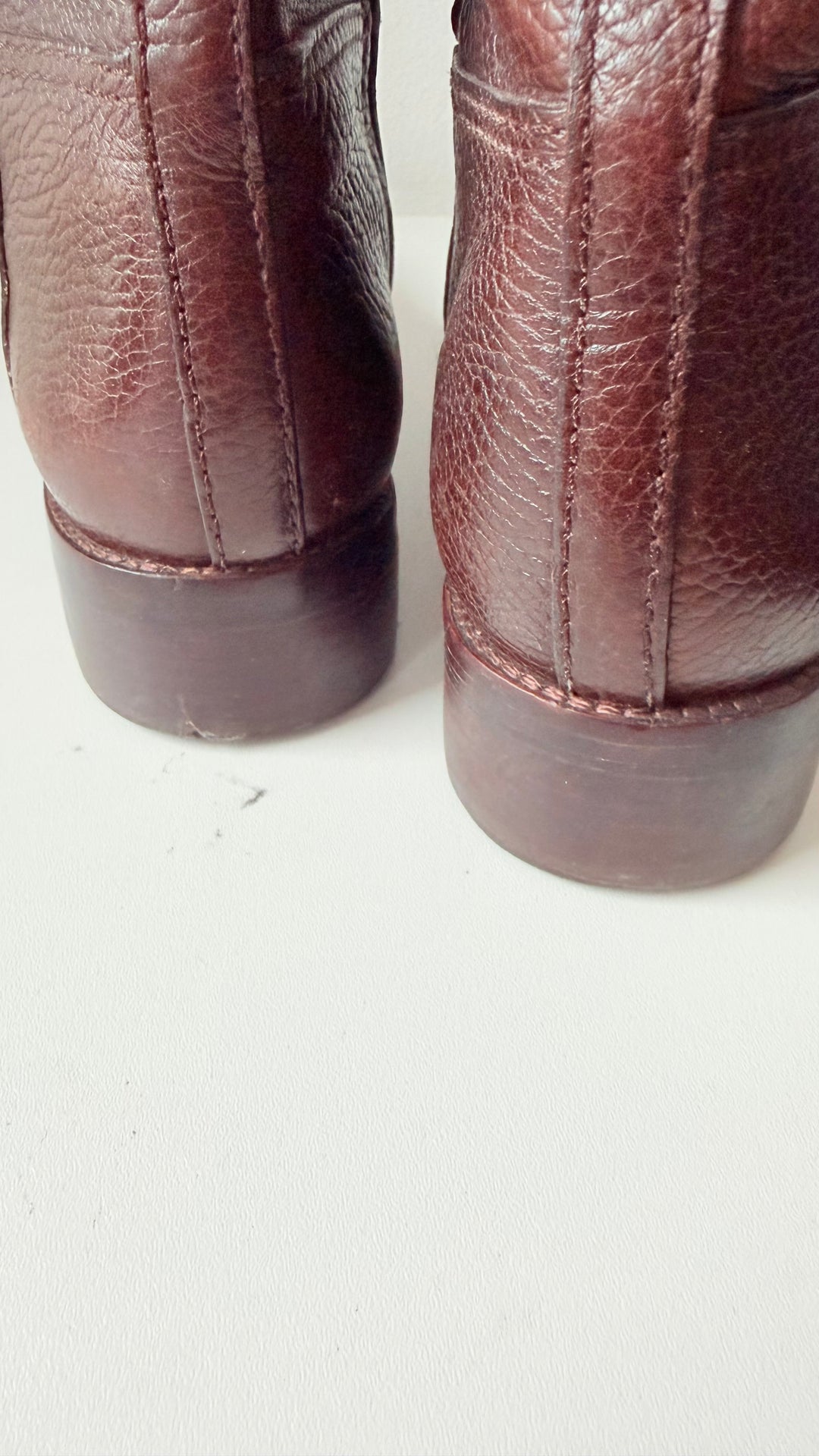 Tory Burch Joanna Pebbled Brown Leather Riding Boots Size 8.5