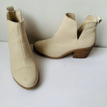 Toms Everly Beige Leather Cutout Heeled Boot Women’s Size 7