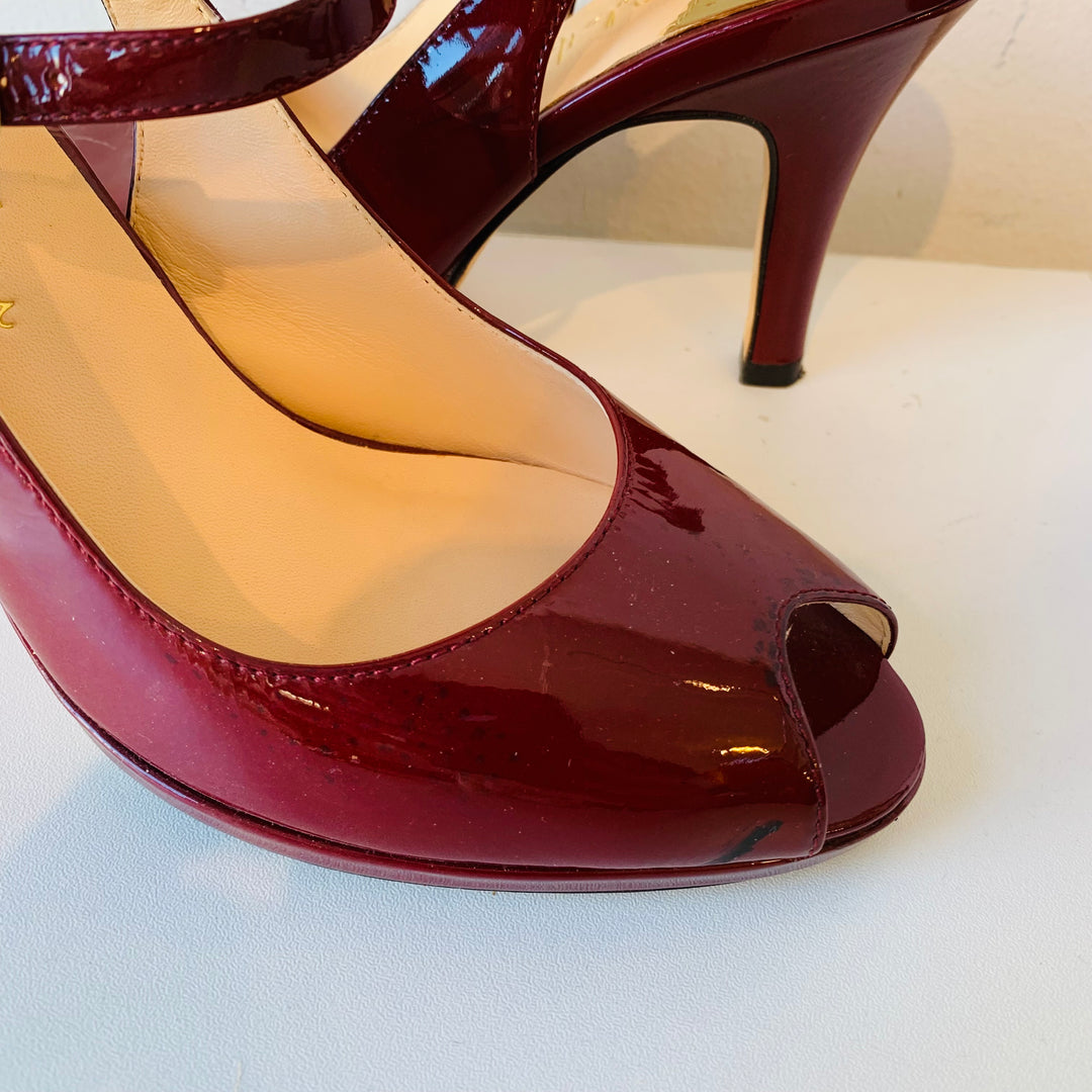 Cole Haan Nike Air Burgundy Patent Peep Toe Heels Size 8