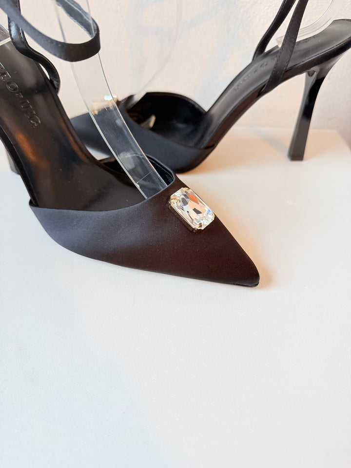 Mateo X Inc. Black Evening Rhinestone Shoes Size 9.5 New