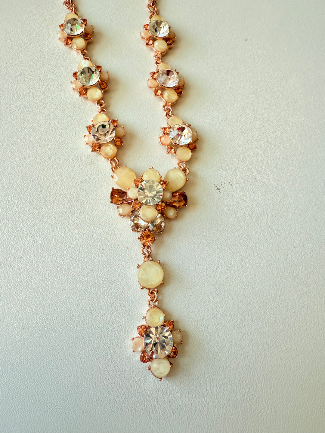 Charter Club Peach Rhinestone Statement Necklace