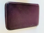 Coach Small Leather Credit Card/Business Card Wallet in Dark Eggplant