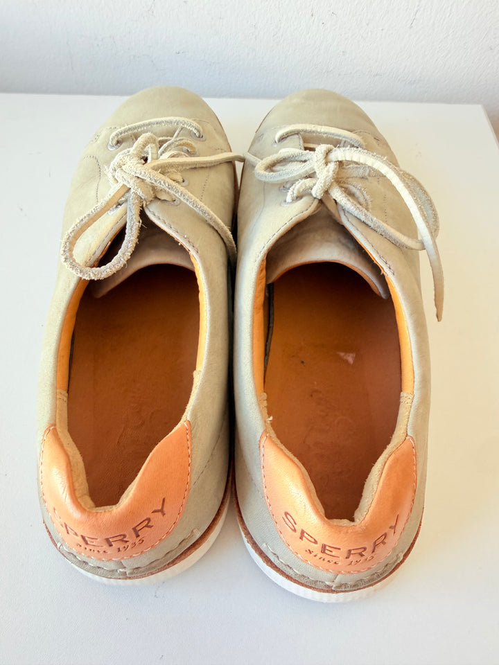 Sperry Top Sieder Gold Cup Cruz Leather Sneaker Size 10 an Light Grey