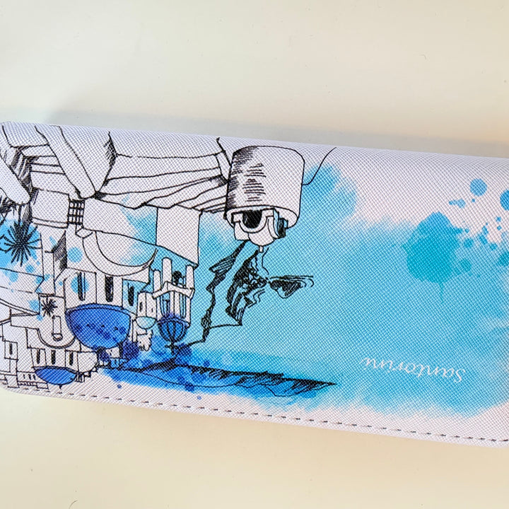 Anushka Hand Painted Santorini Leather Wallet