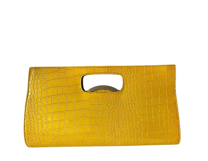 Vintage Yellow Croc Embossed Clutch Handbag
