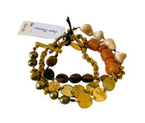 Talbots Semi Precious Stone Triple Strand Bracelet In Gold Tone