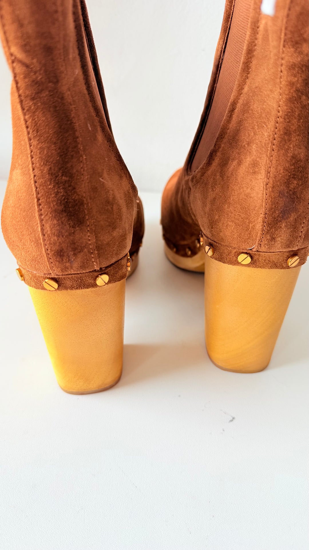Veronica Beard Decker Platform High Heel Clog Booties In Brown Suede Size 10