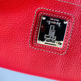 Tignanello Red Genuine Pebble Grain Leather Flap Messenger Crossbody Shoulder Handbag