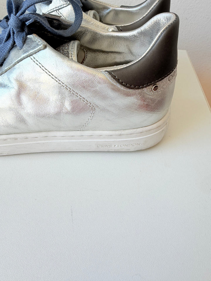 Crime London Silver Mettalic Sneakers Size 38