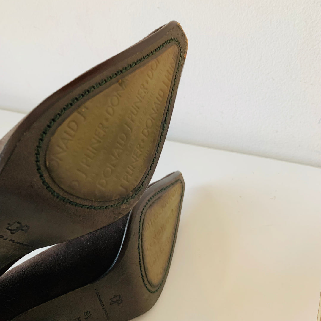 Donald Pliner Mojo Brown Suede Pumps With Elastic Cross Straps Size 8.5