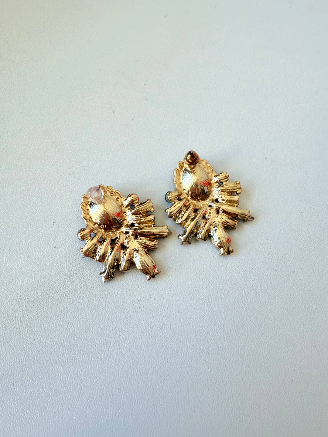 Blue Rhinestone Statement Pierced Earrings