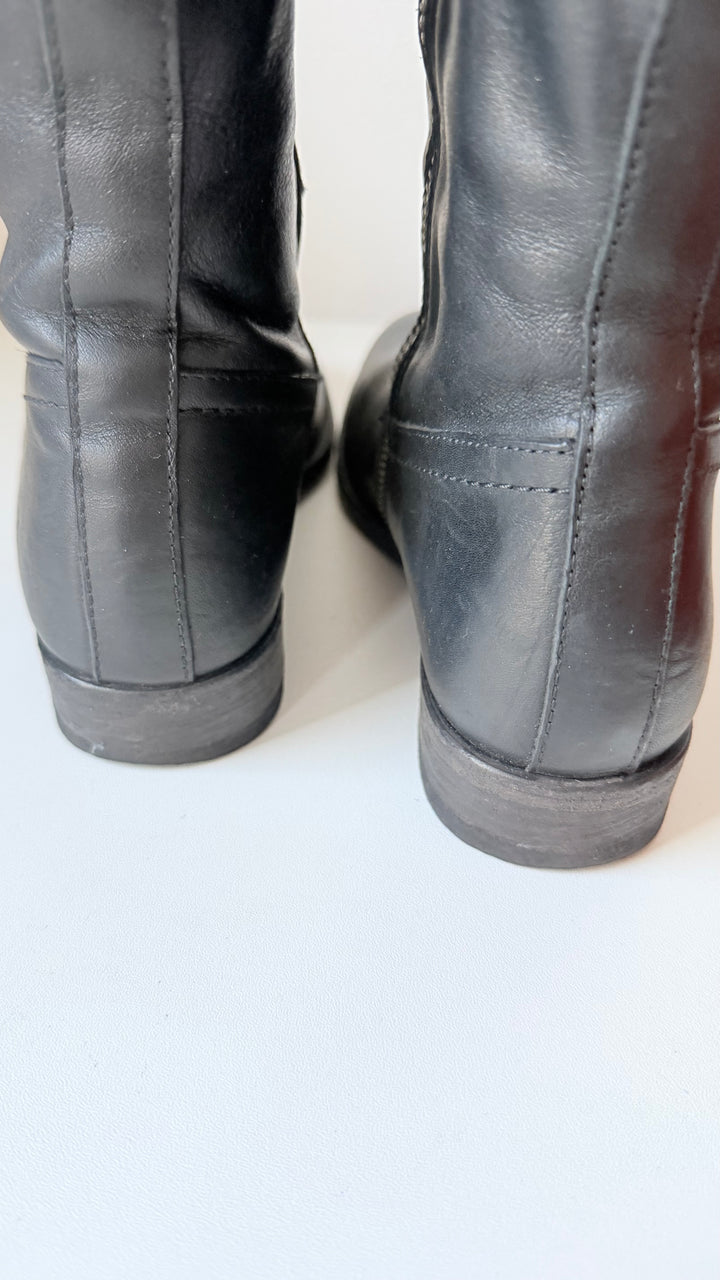 Frye Paige Tall Black Leather Riding Boots Size 6