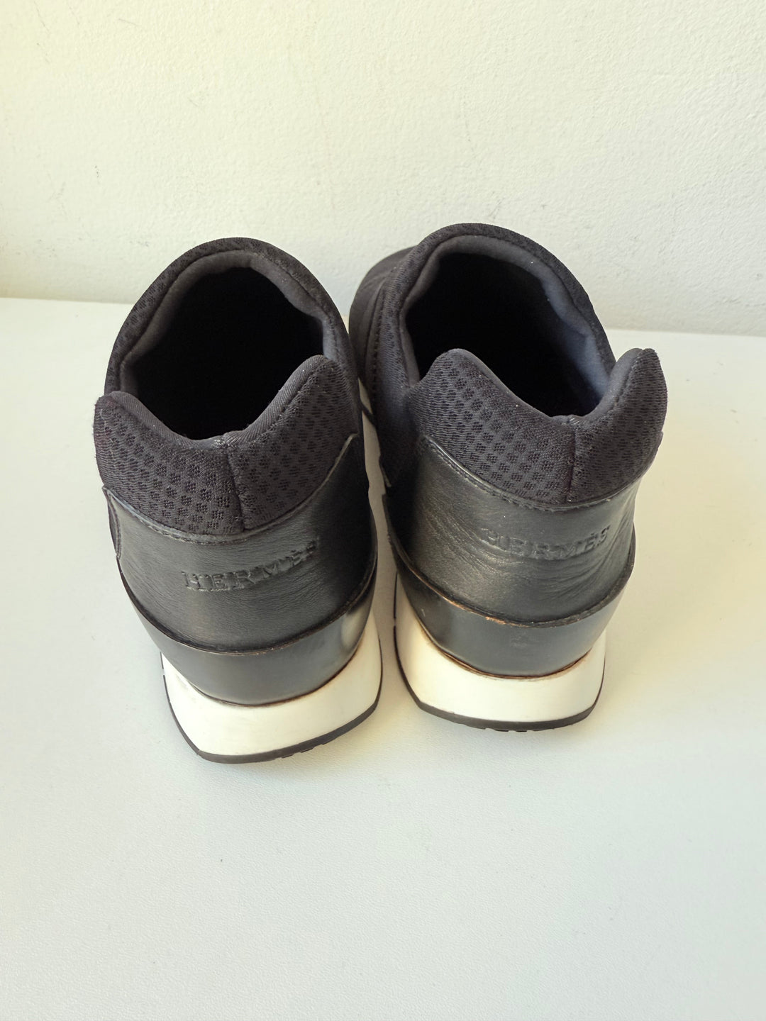 Hermes Black Run Cloth Neoprene Sneakers Size 38