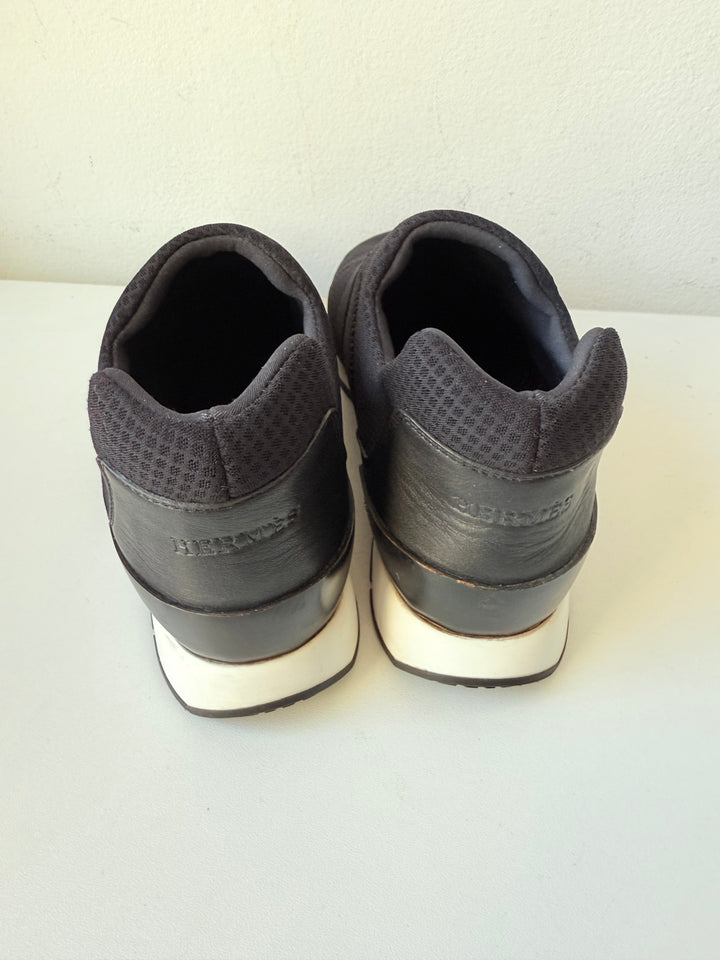 Hermes Black Run Cloth Neoprene Sneakers Size 38