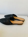 Matisse Genevieve XOXO Black Leather Woven Mules Size 8