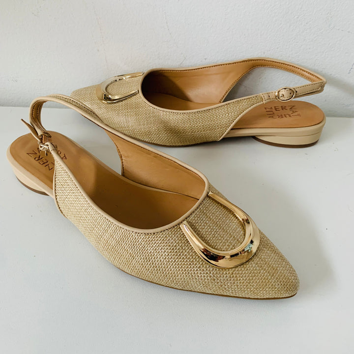 Naturalizer Woven Tan Flat Slingback Size 10 New