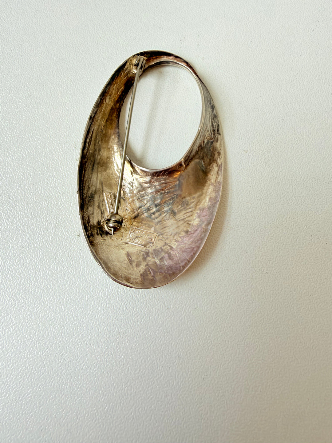 J CLaire Vintage Modern Oval Abstract Sterling Brooch