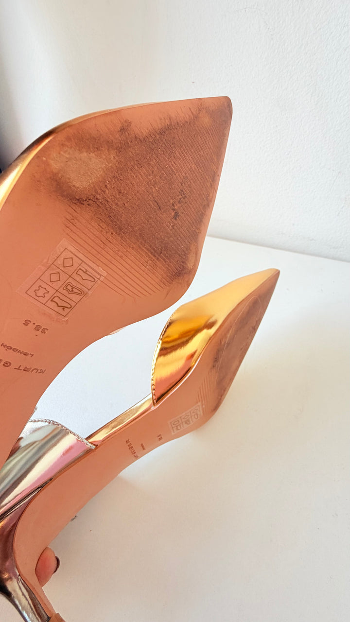 Kurt Geiger London Belgravia d’Orsay Pumps In Mettalic Gold/Silver Size 38.5