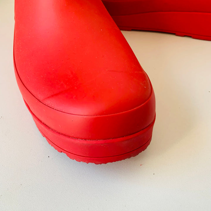 Hunter Red Rubber Ankle Boots Size 9