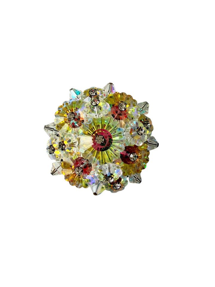 Aurora Borealus Vintage Crystal Beaded Rhinestone Brooch