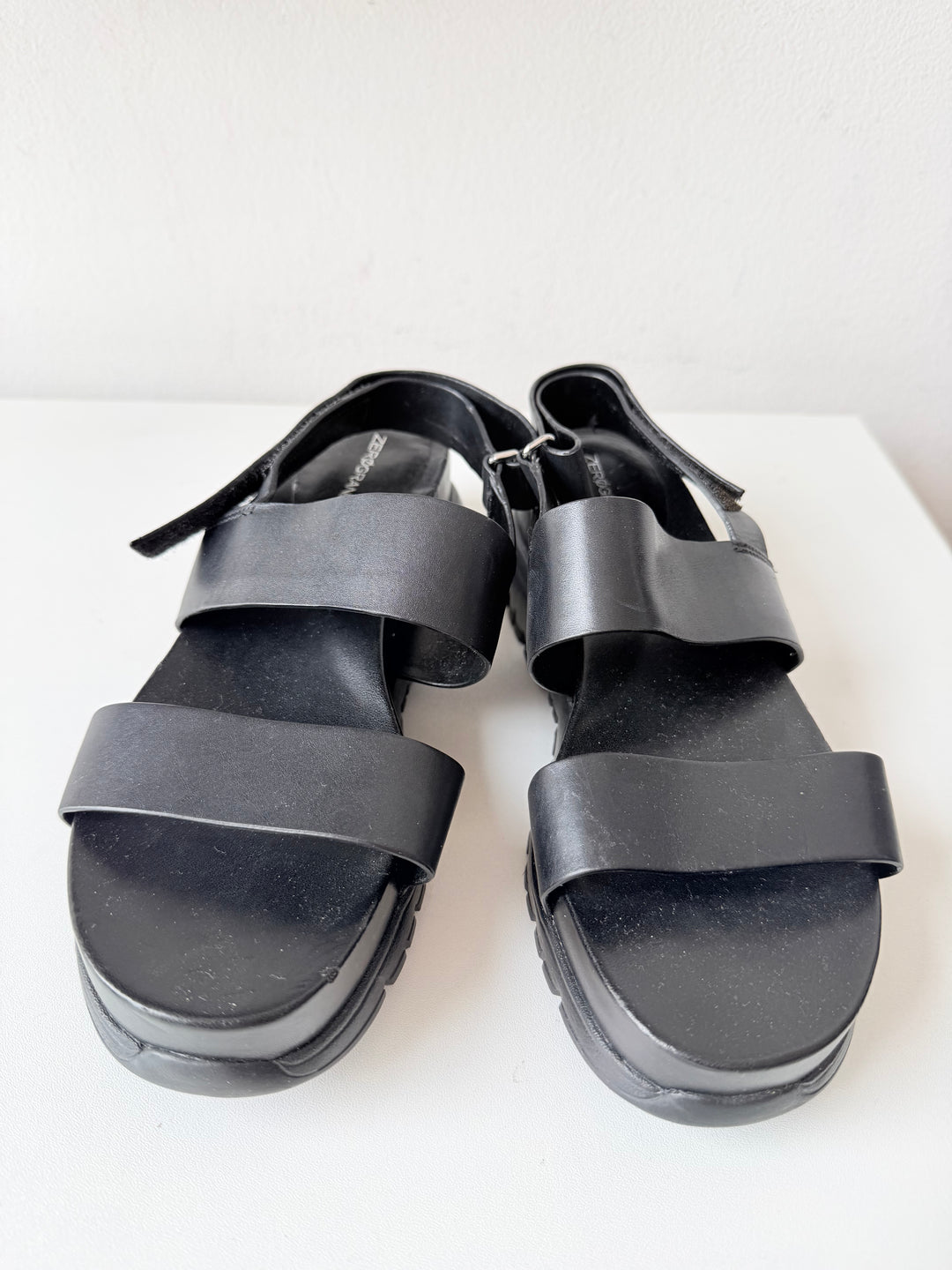 Cole Haan Zero Grand Black Leather Chunky Sandals Size 6.5