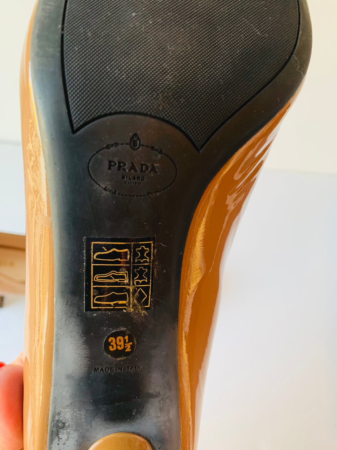 Prada Calzature Donna Women’s Pump Size 39.5 in Vernice Soft Cammeo