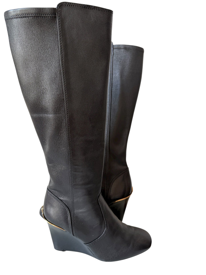 Tory Burch Black Leather Eedge Hendin Boots Size 9