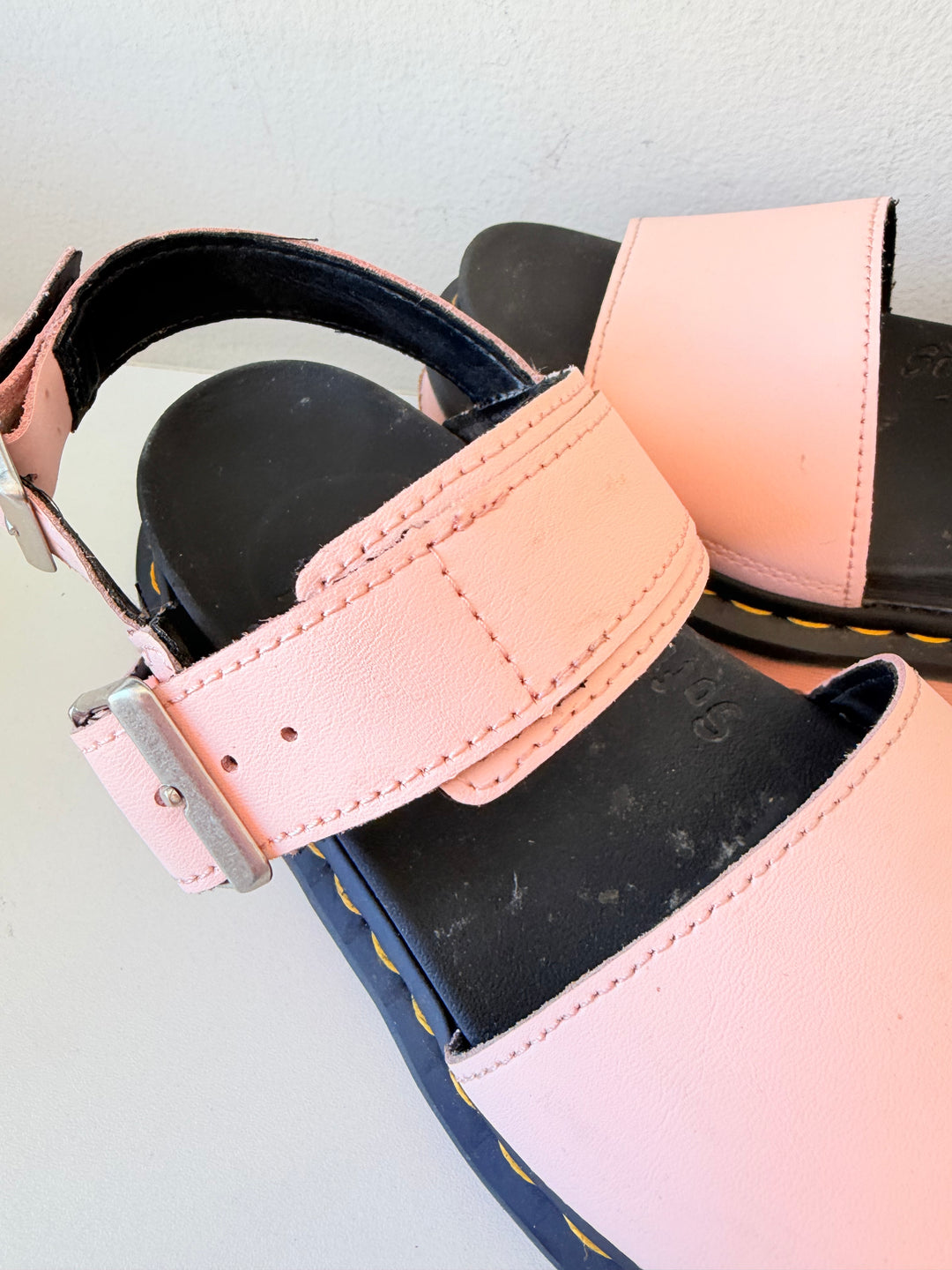 Doc Martens Voss Air Wear Hydro Leather Sandals In Pink Size 6