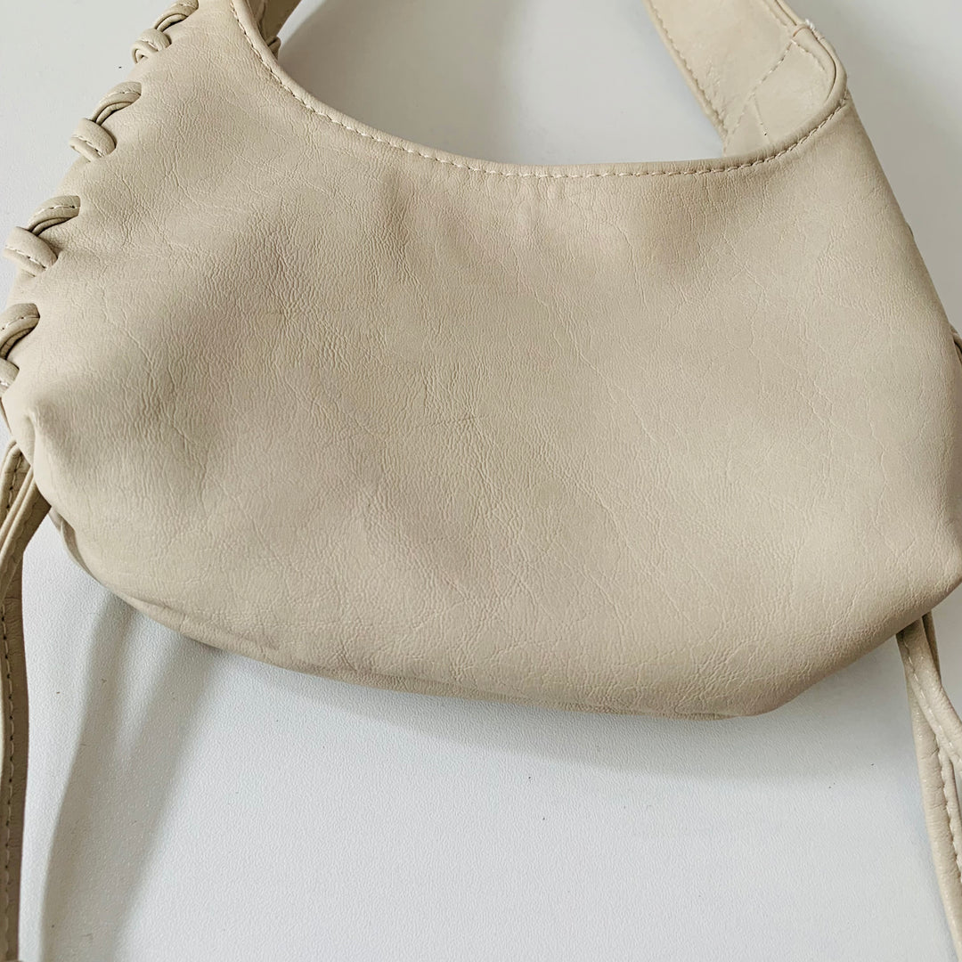 Off White Vegan Leather Mini Handbag