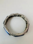 Blue Rhinestone in Silver Tone Stretch Bracelet