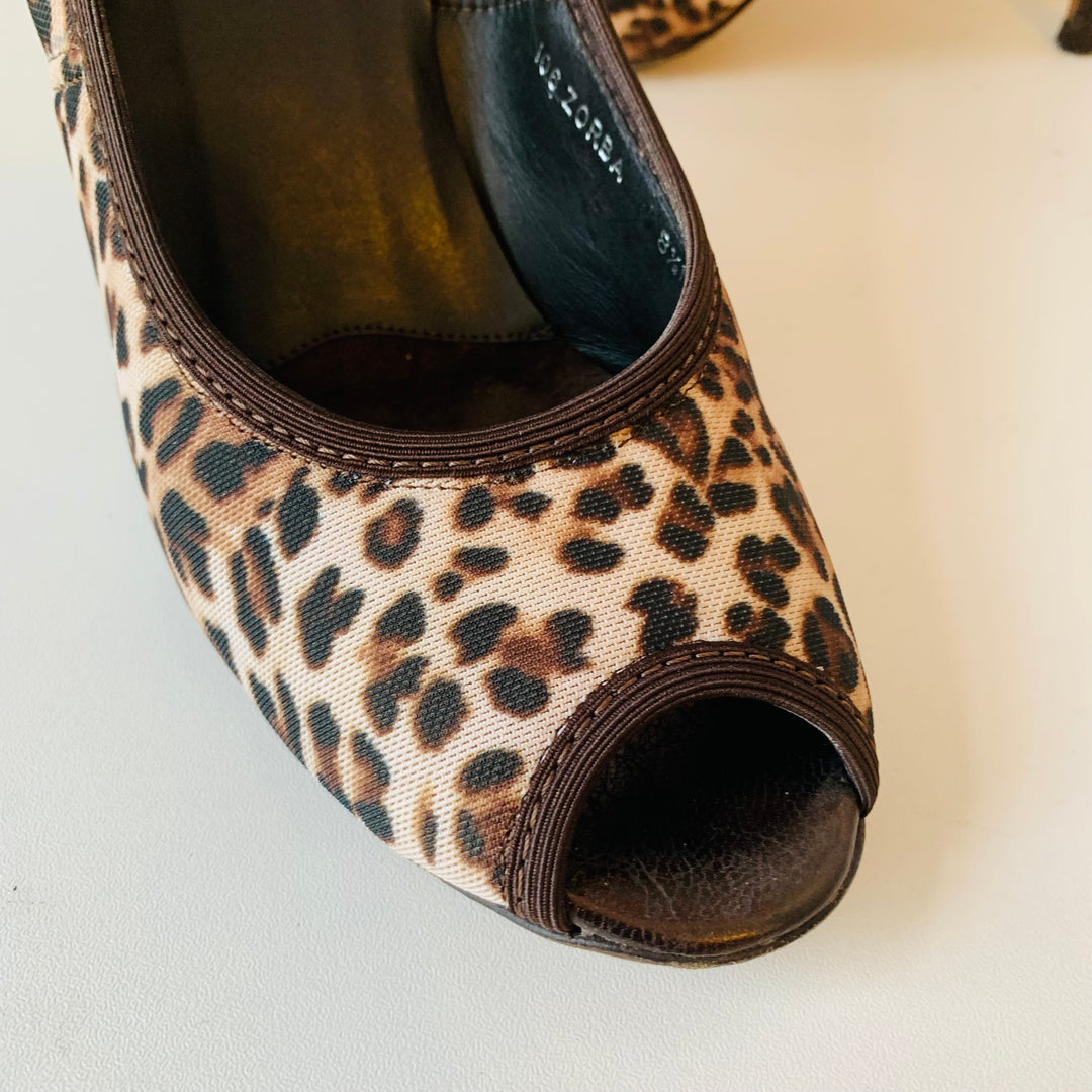 Donald Pliner Couture Peep Toe Cheetah Pumps In Brown Size 8.5