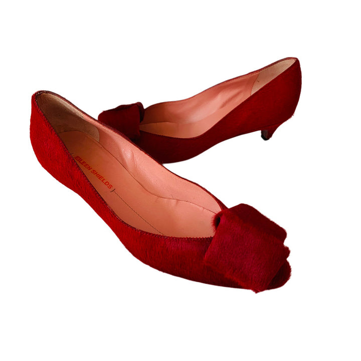 Eileen Sheilds Red Suede Kitten Heels Size 37.5