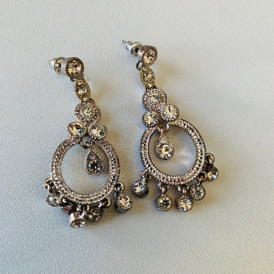Silver Drop Pierced Earrings