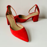 Ann Taylor Red Suede Block Heel Pumps Size 10