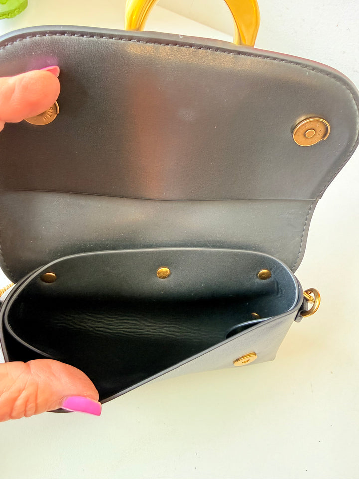 Charles & Keith Gabine Vegan Gold Buckle Black Handbag/Beltbag