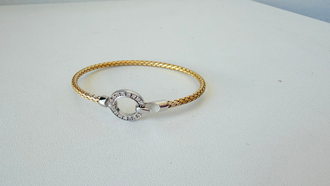 Ross Simon’s Italian .50CZ Oversized Lobster Clasp 18K Gold Over Sterling Bracelet