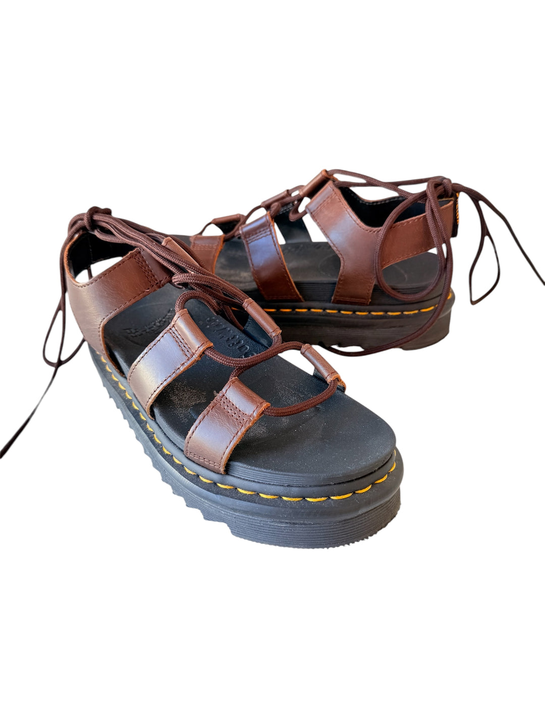 Dr Martens Air Ware Nartilla Lace Up Platform Sandals In Brown Size 6